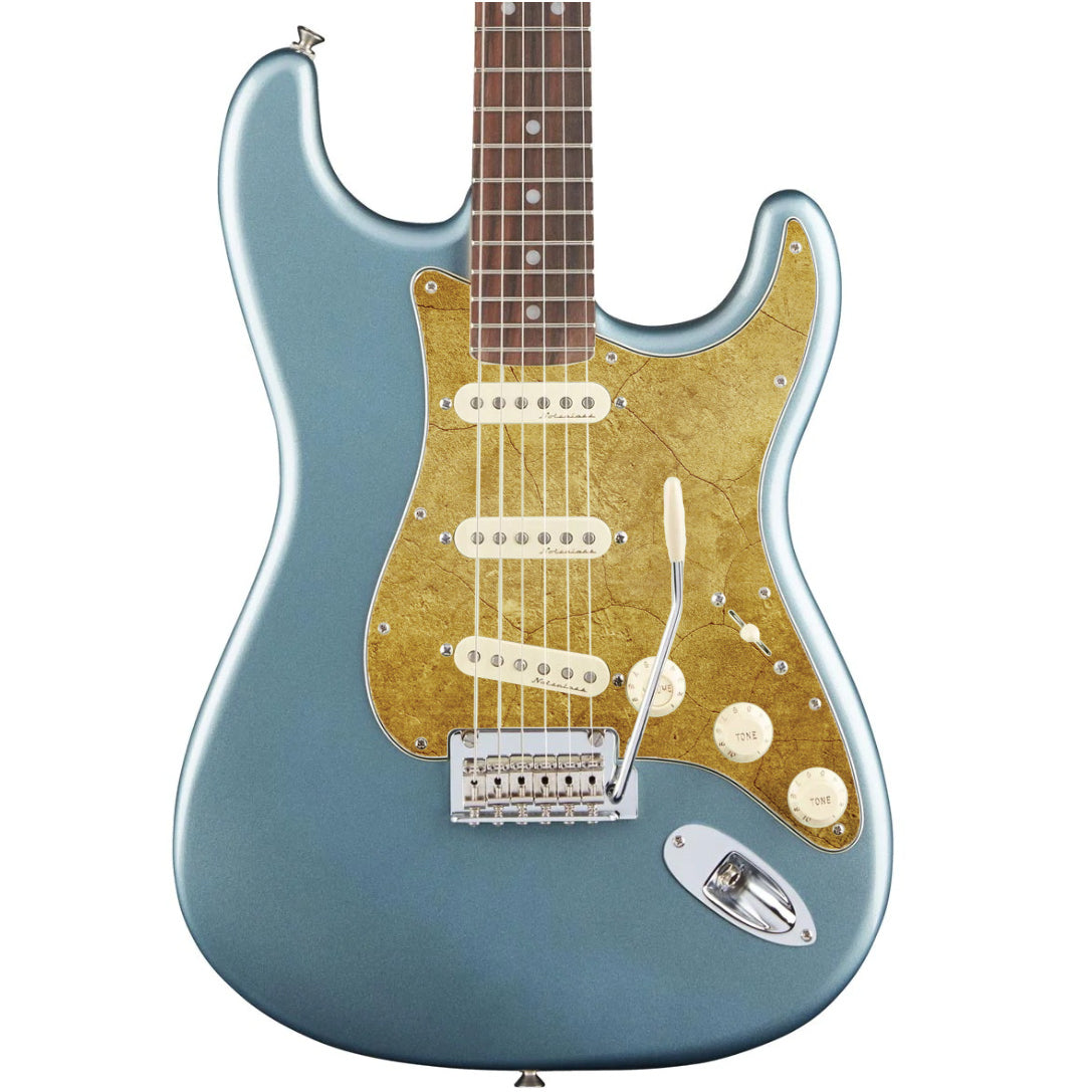 Egyedi Stratocaster koptató aranysárga, antikolt felülettel, amely különleges és időtálló dizájnt biztosít