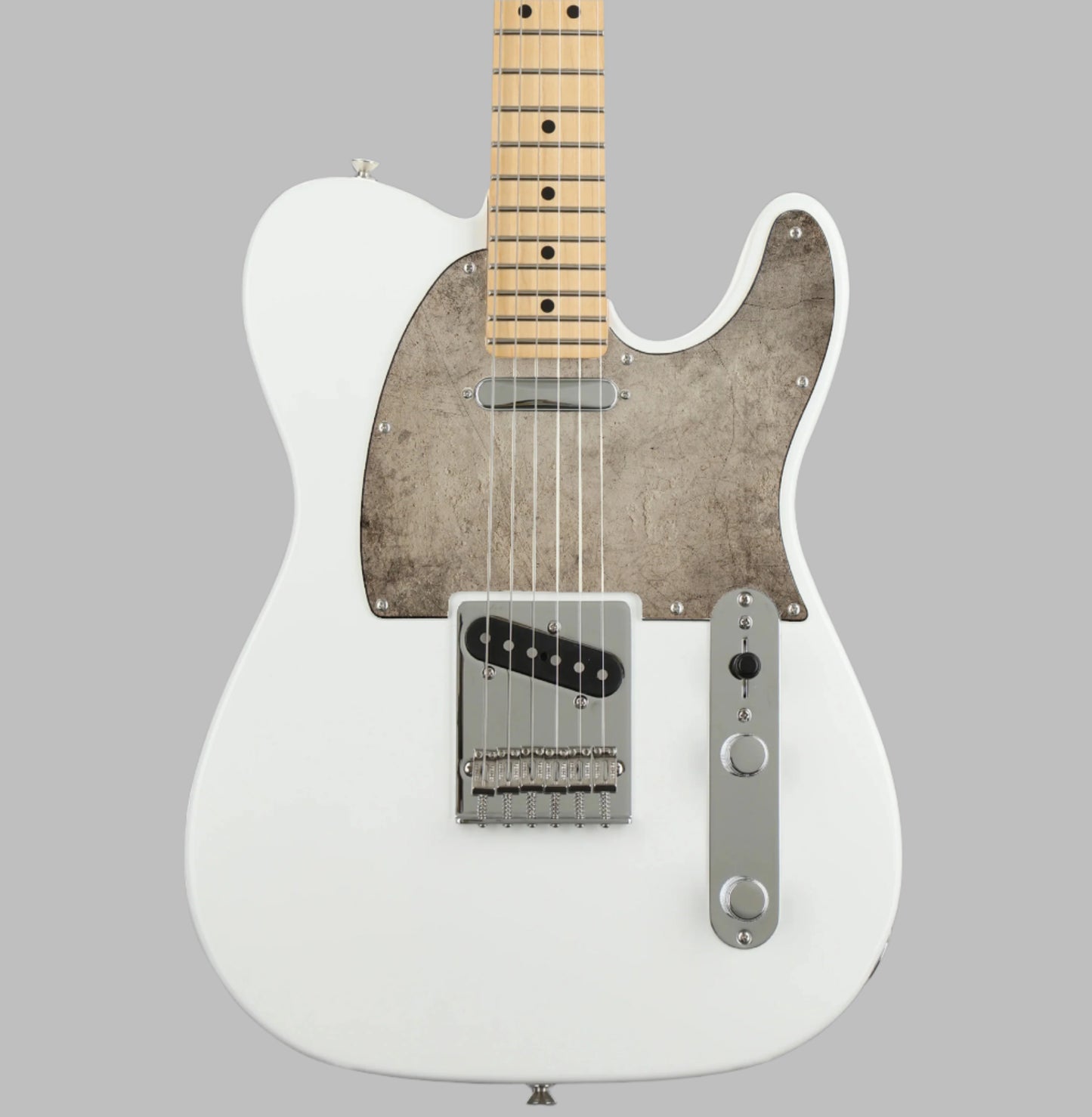 Egyedi gitárkoptató Telecasterhez, kopott betonhatású dizájnnal