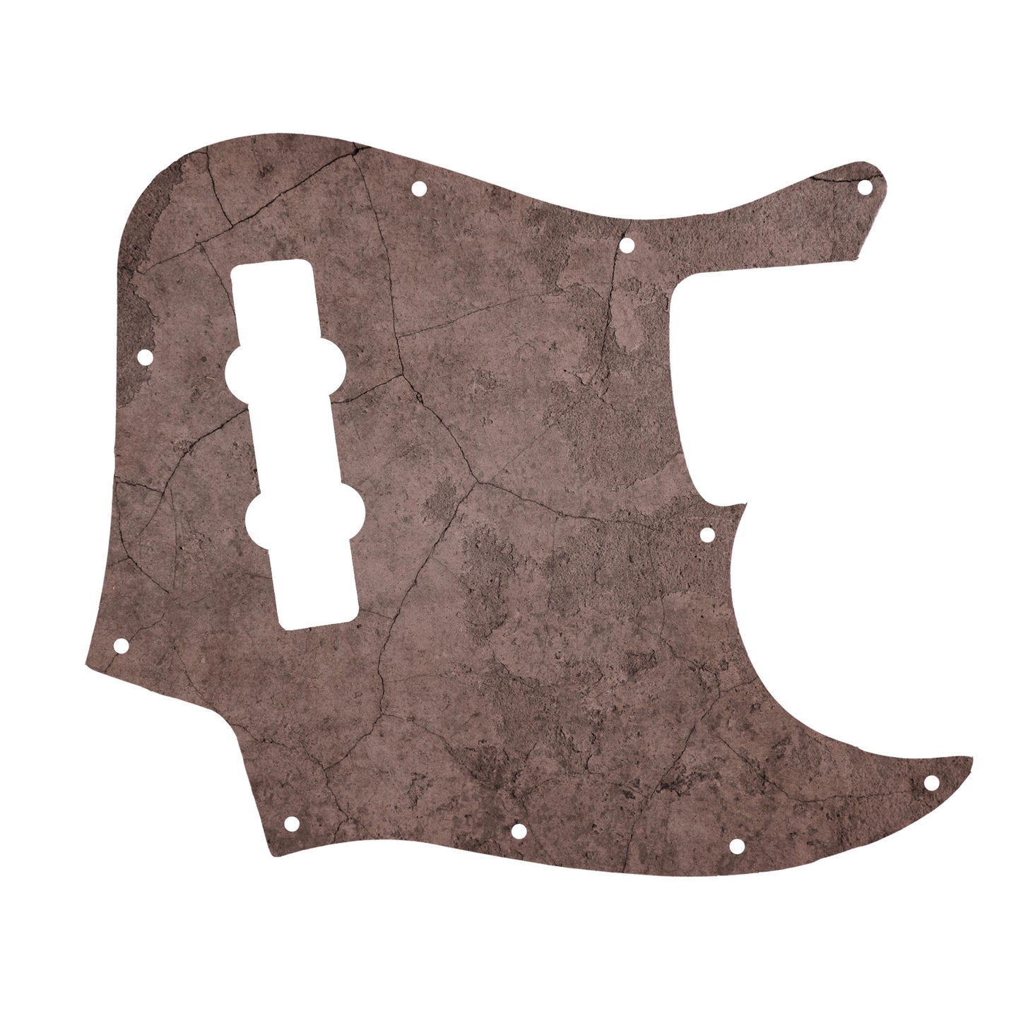 Egyedi Jazz Bass pickguard kőmintás, földszínű árnyalattal, amely masszív és egyedi dizájnt ad a gitárnak