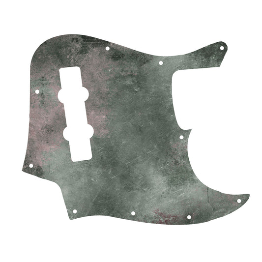 Egyedi Fender Jazz Bass gitár koptató antik zöld felülettel, vöröses-barnás patinával és karakteres textúrával