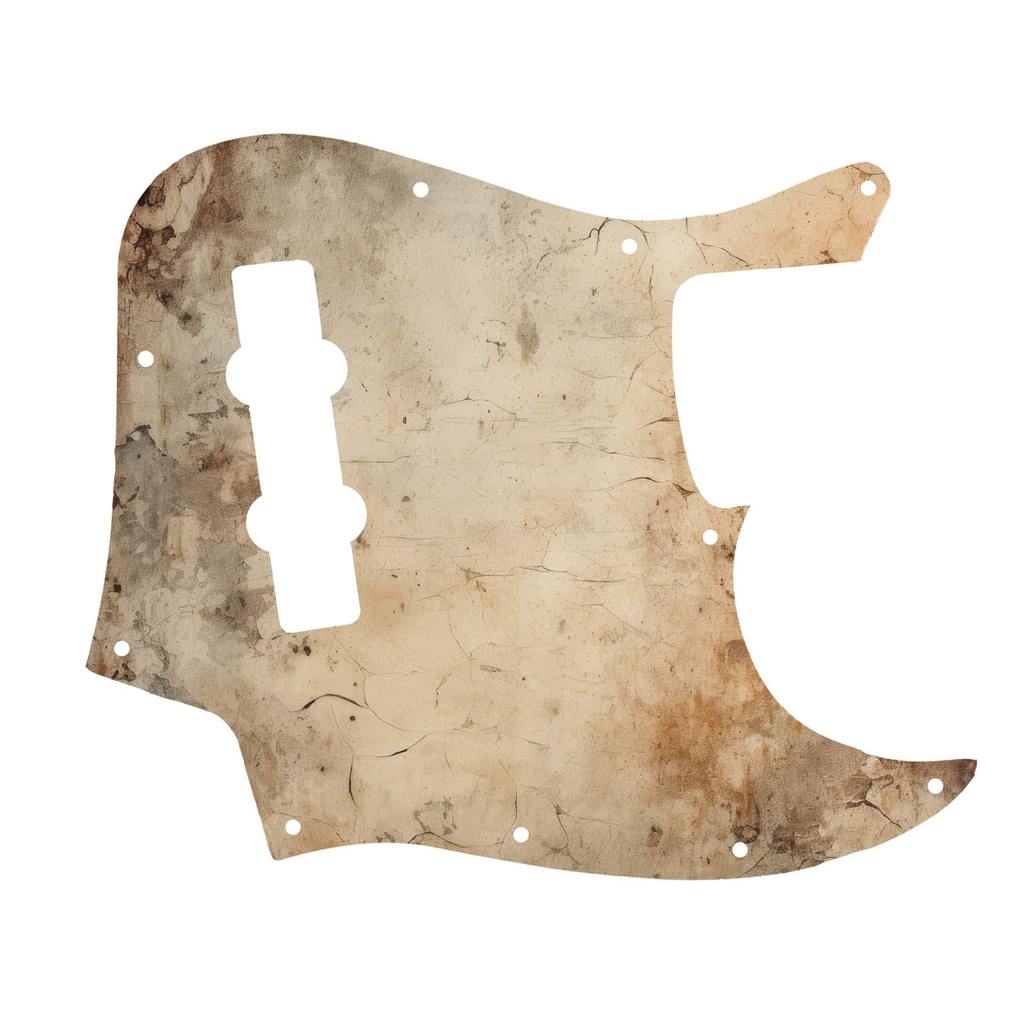 Egyedi Fender Jazz Bass gitár koptató repedezett, antikolt felülettel, halvány bézs tónusokkal és sötétebb foltokkal