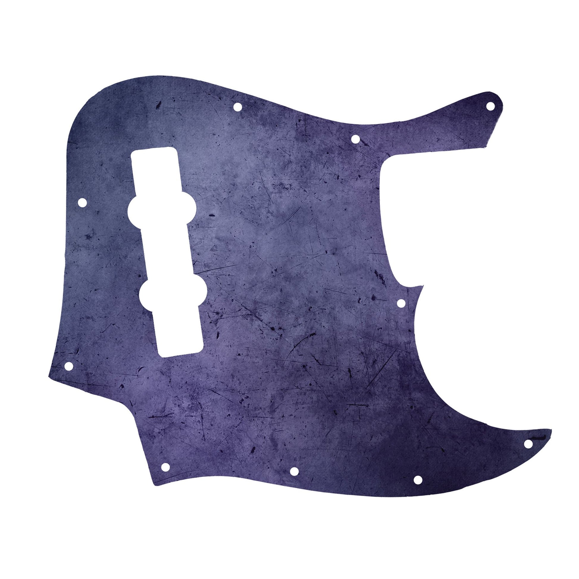 Egyedi Fender Jazz Bass gitár koptató mélylila árnyalatokkal, finoman karcos felülettel és visszafogott vintage stílussal