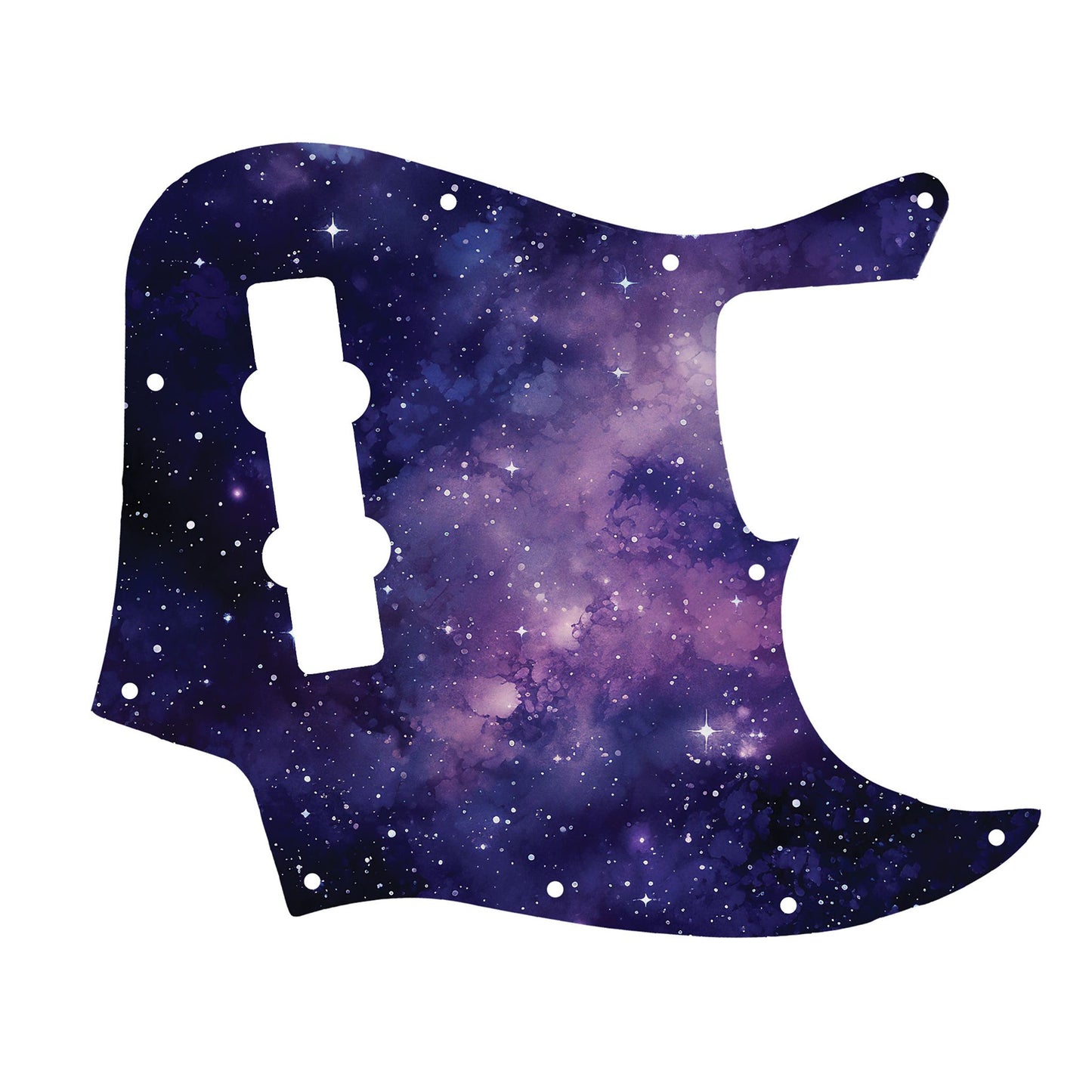 Fender Jazz Bass gitárkoptató galaxis mintával, egyedi design basszus gitárokhoz, prémium minőségű és tartós kivitelezésben.