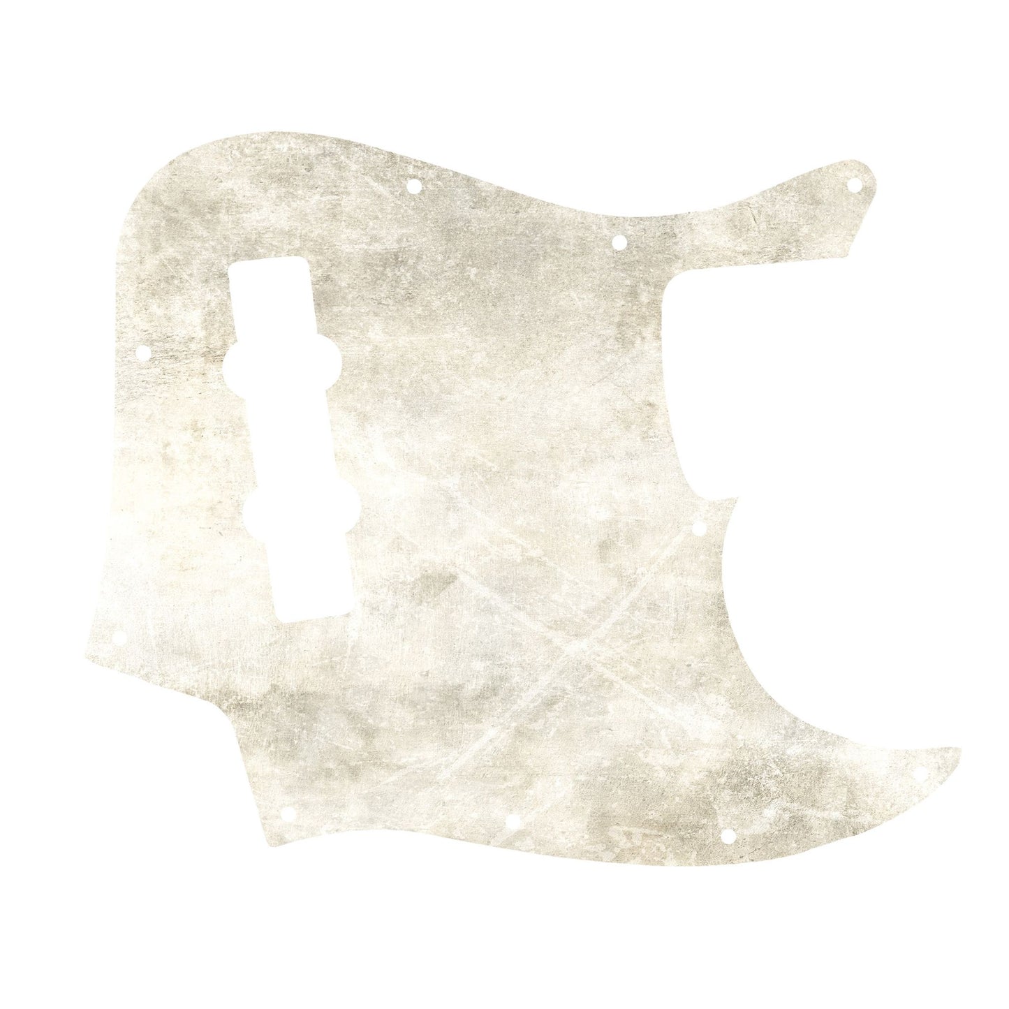 Egyedi Fender Jazz Bass gitár koptató törtfehér felülettel, finoman karcolt mintázattal és vintage hatású megjelenéssel