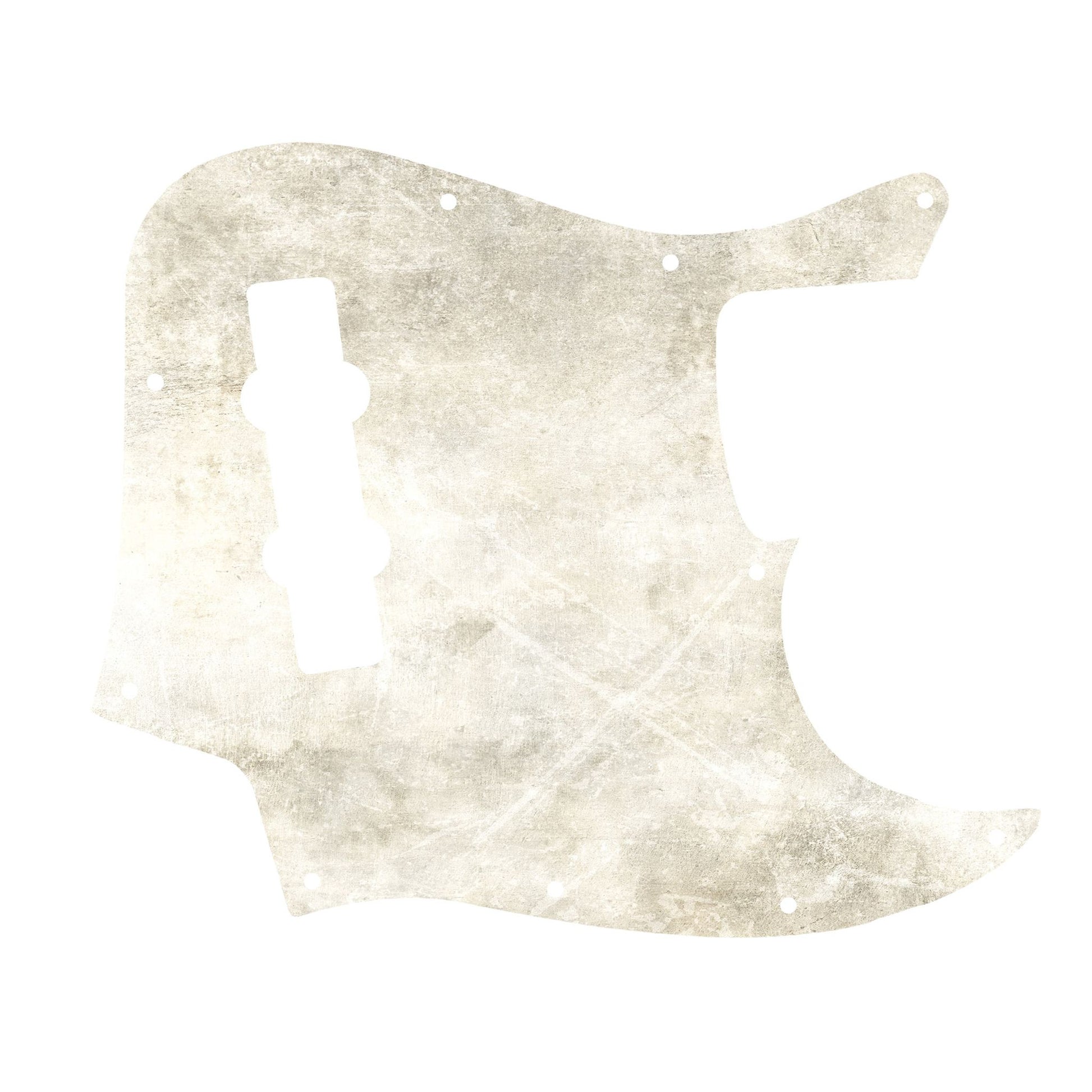 Egyedi Fender Jazz Bass gitár koptató törtfehér felülettel, finoman karcolt mintázattal és vintage hatású megjelenéssel