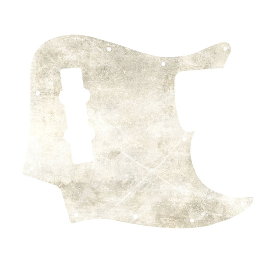 Egyedi Fender Jazz Bass gitár koptató törtfehér felülettel, finoman karcolt mintázattal és vintage hatású megjelenéssel