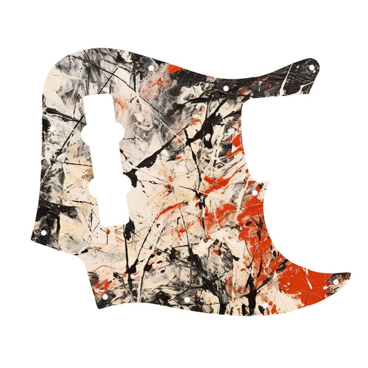 Fender Jazz Bass gitár koptató - Egyedi Jazz Bass pickguard 4 húros basszusgitárhoz - Pollock Inspired