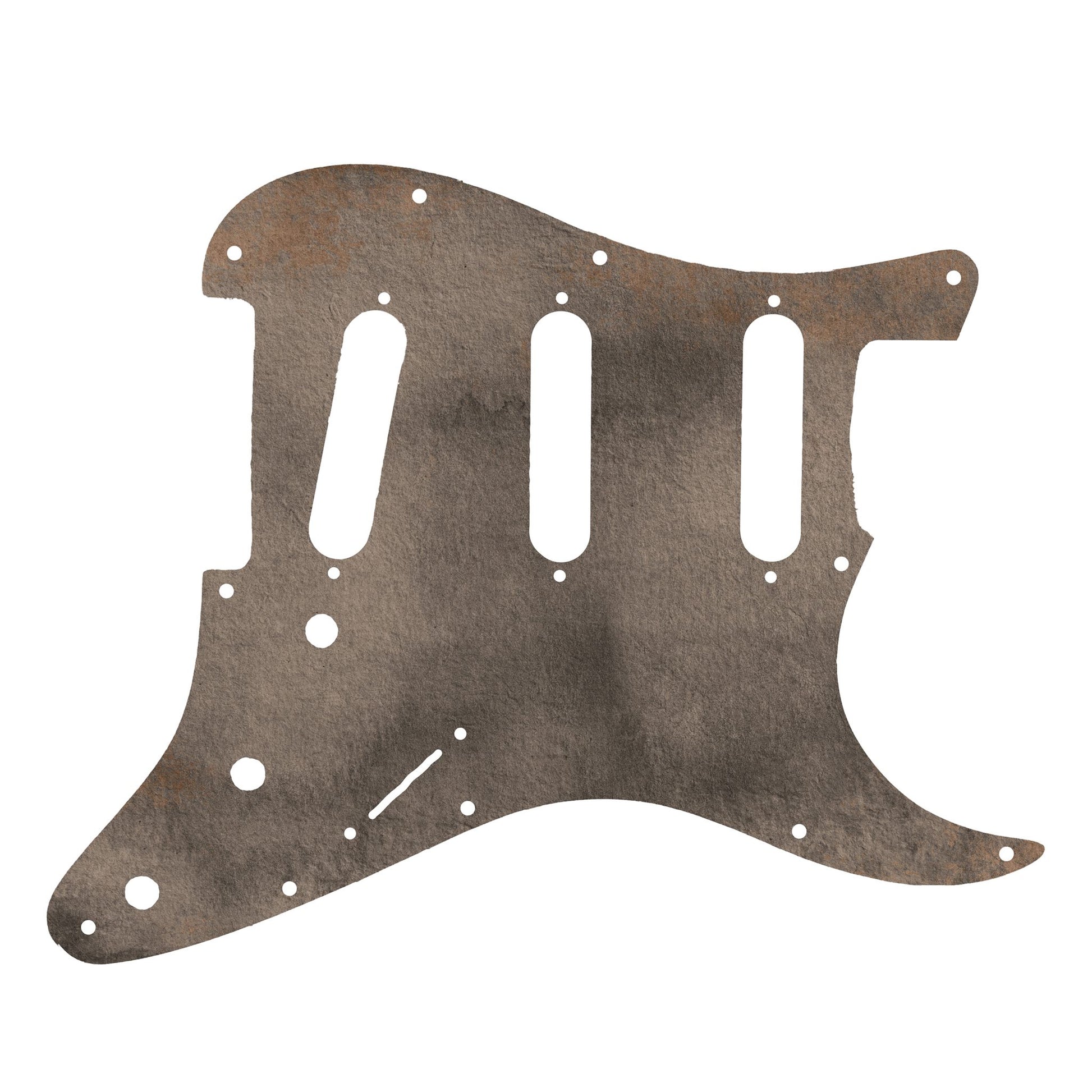 Egyedi Stratocaster pickguard sötét, földszínű árnyalattal, amely különleges és természetes megjelenést biztos