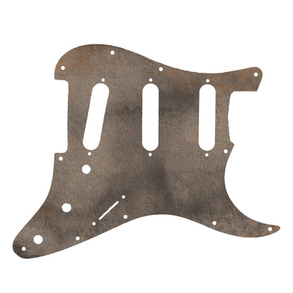 Egyedi Stratocaster pickguard sötét, földszínű árnyalattal, amely különleges és természetes megjelenést biztos