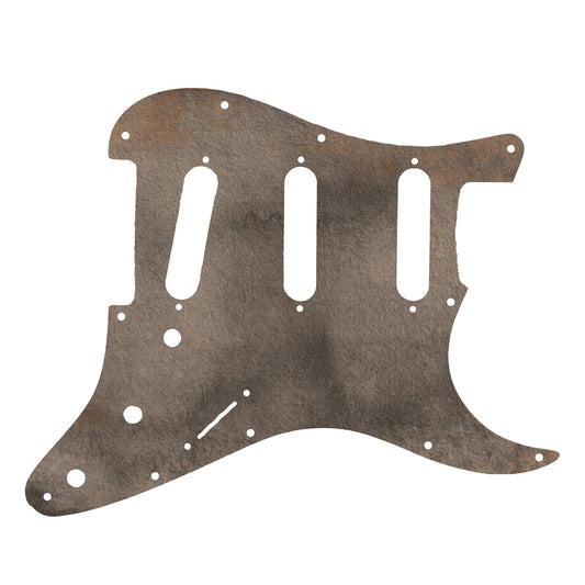 Egyedi Stratocaster pickguard sötét, földszínű árnyalattal, amely különleges és természetes megjelenést biztos