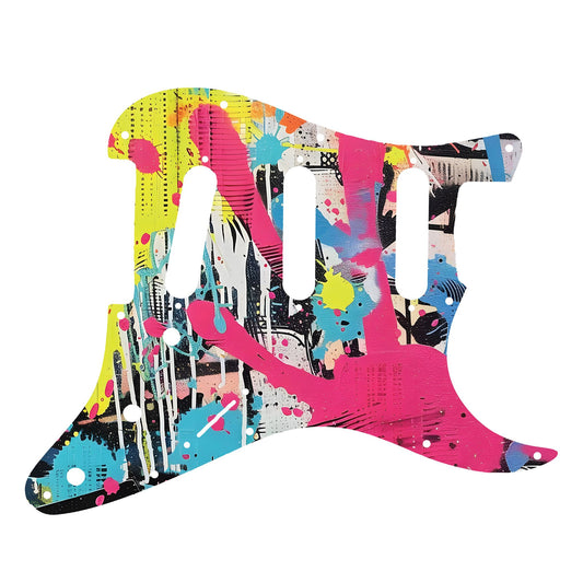Fender Stratocaster Gitárkoptató - Egyedi Stratocaster pickguard - Graffiti Backdrop