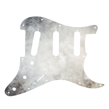 Egyedi Fender Stratocaster gitár koptató matt szürke felülettel, finom füstös textúrával és enyhe oxidált foltokkal