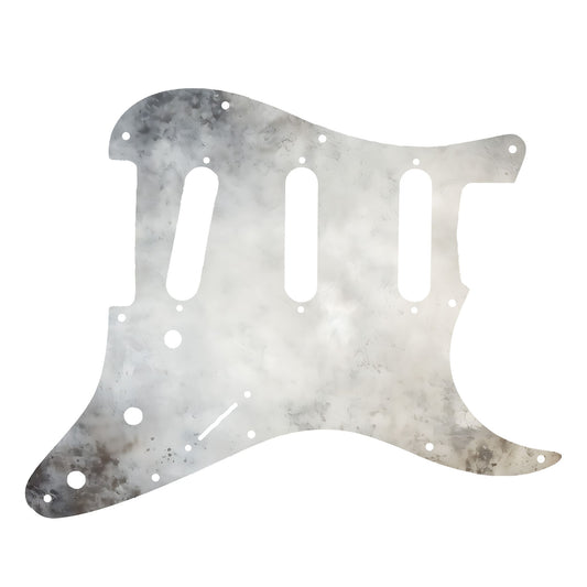 Egyedi Fender Stratocaster gitár koptató matt szürke felülettel, finom füstös textúrával és enyhe oxidált foltokkal