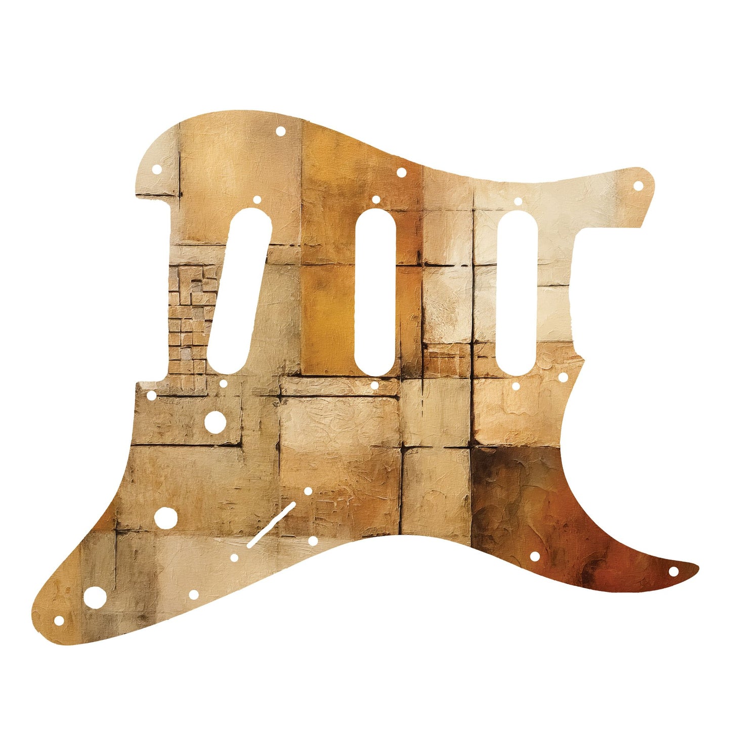 Fender Stratocaster Gitárkoptató - Egyedi Stratocaster pickguard - Golden Patchwork