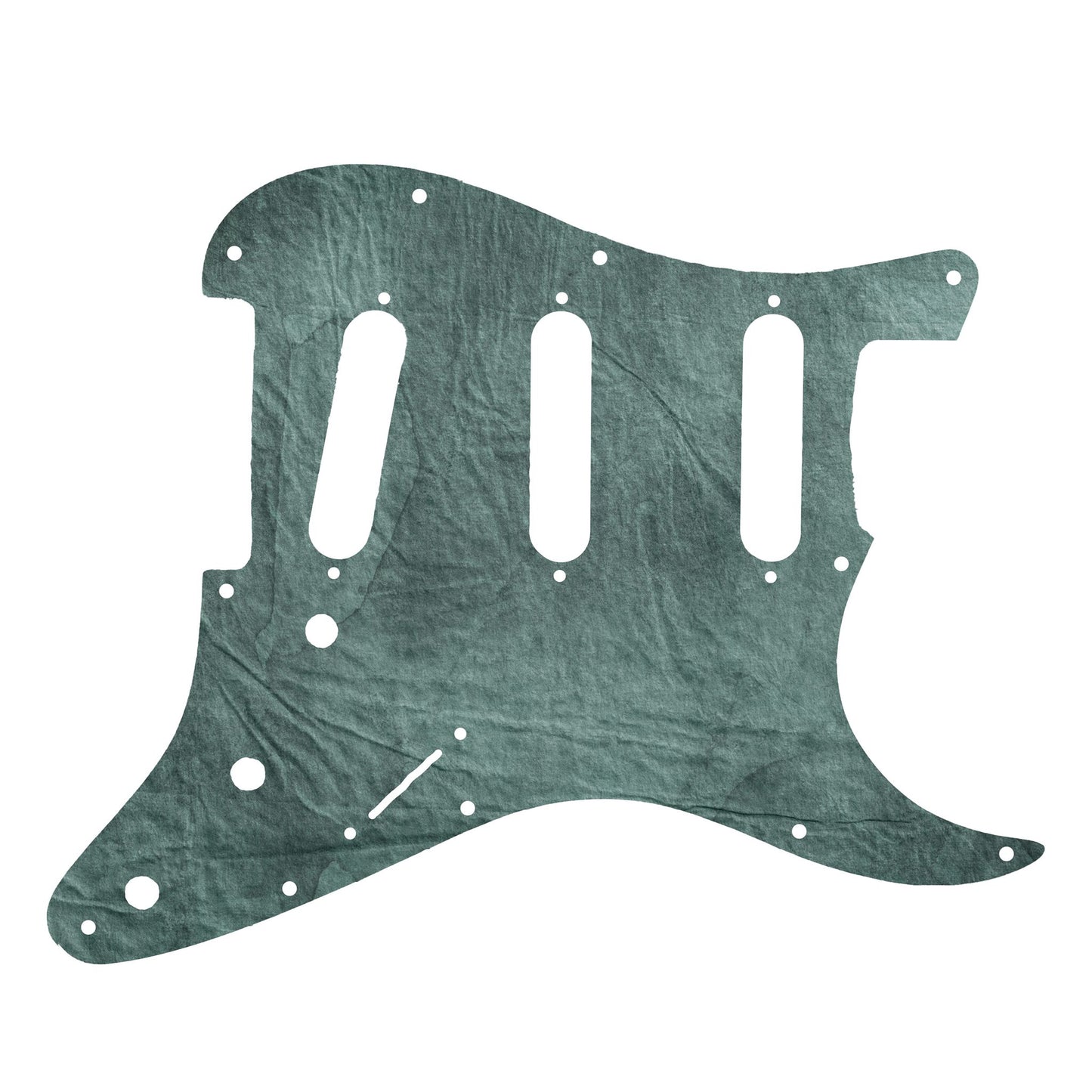 Egyedi Fender Stratocaster gitár koptató, sötét türkiz tónusban, enyhén strukturált és matt felülettel