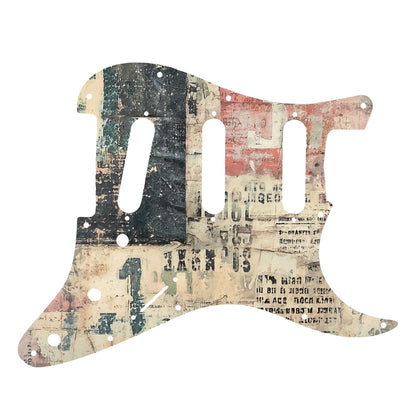 Fender Stratocaster Gitárkoptató - Egyedi Stratocaster pickguard - Rustic Numbers