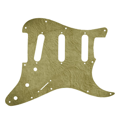 Egyedi Fender Stratocaster gitár koptató, természetes zöldesbarna tónusban, elegáns matt felülettel