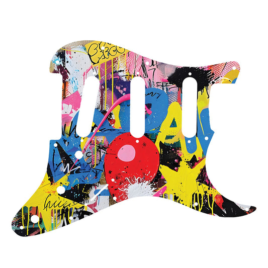 Fender Stratocaster Gitárkoptató - Egyedi Stratocaster pickguard - Graffiti Backdrop