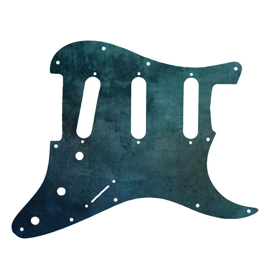 Egyedi Fender Stratocaster gitár koptató, sötétkék tónusokkal, vintage patinás felülettel és karakteres megjelenéssel