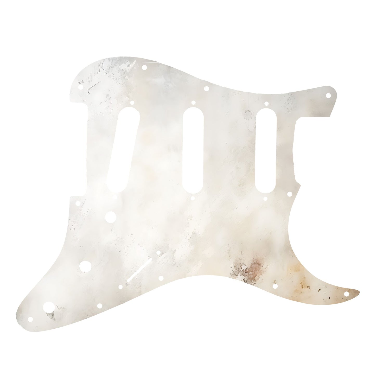 Egyedi Fender Stratocaster gitár koptató matt fehér felülettel, finom rozsda- és kopásnyomokkal a vintage hatásért