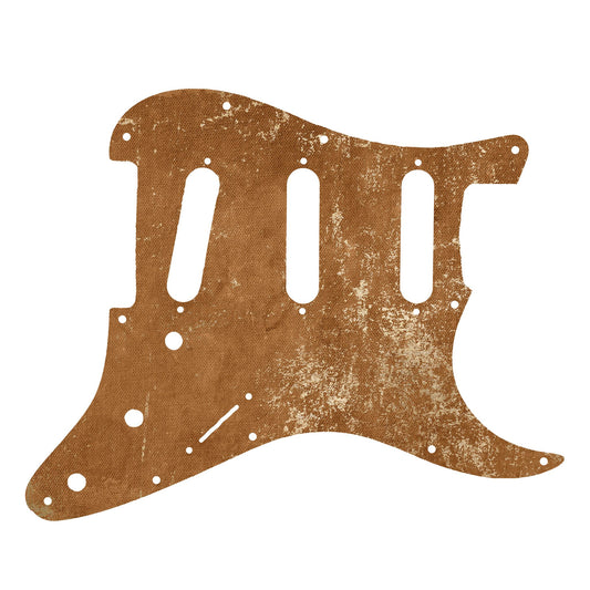 Egyedi Fender Stratocaster gitár koptató világosbarna tónusokkal, vintage hatású kopásokkal és természetes mintázattal