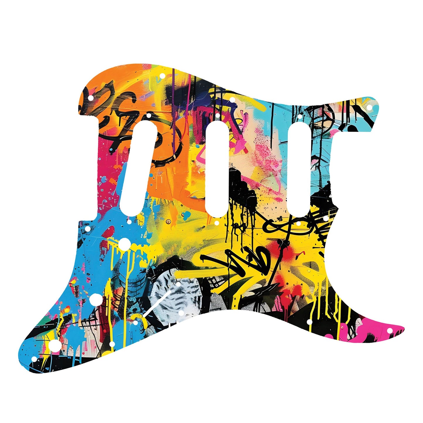 Fender Stratocaster Gitárkoptató - Egyedi Stratocaster pickguard - Graffiti Backdrop