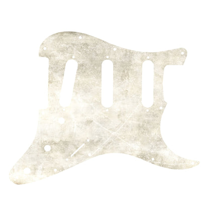 Egyedi Fender Stratocaster gitár koptató halvány krémszínű tónusokkal, enyhe kopásokkal és természetes textúrával