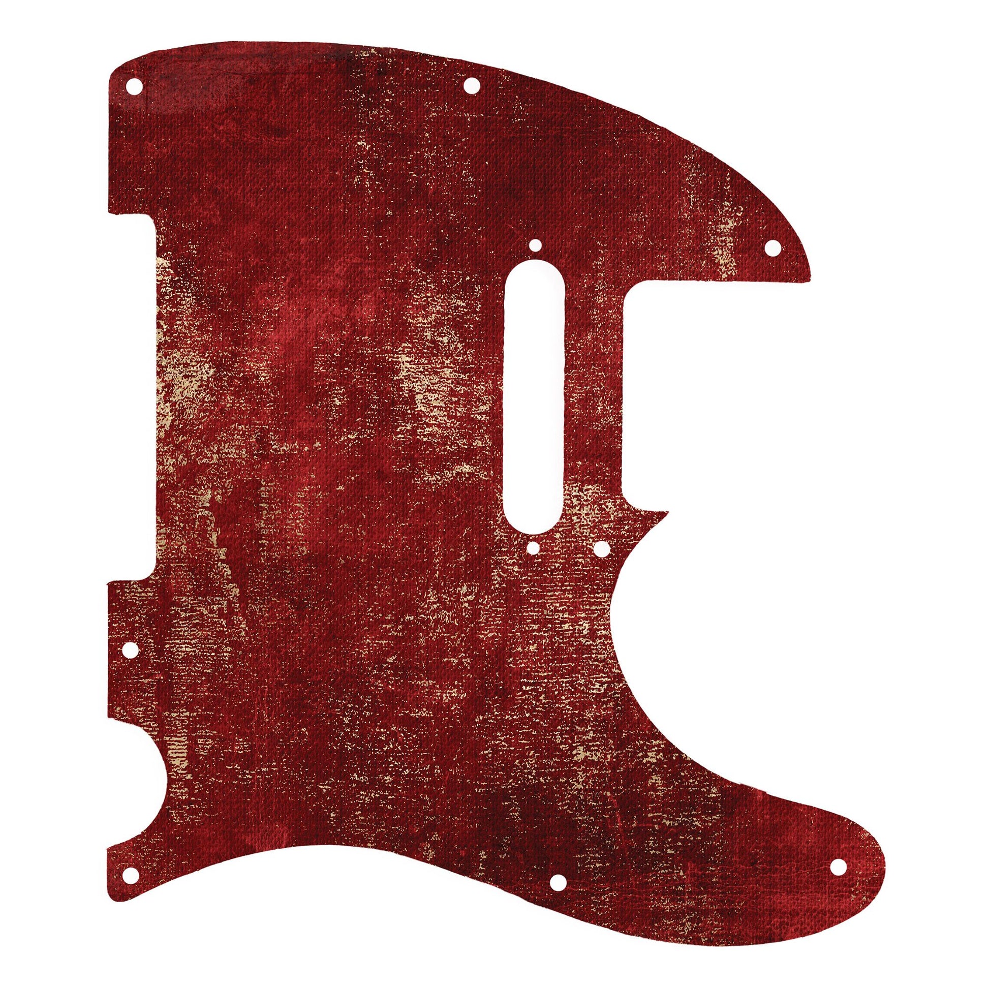 Egyedi Fender Telecaster gitár koptató élénk vörös árnyalattal, aranyos kopásokkal és karakteres textúrával