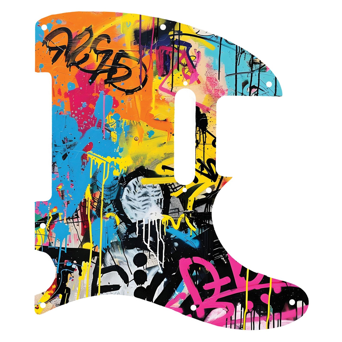 Fender Telecaster Gitárkoptató - Egyedi Telecaster pickguard - Graffiti Backdrop