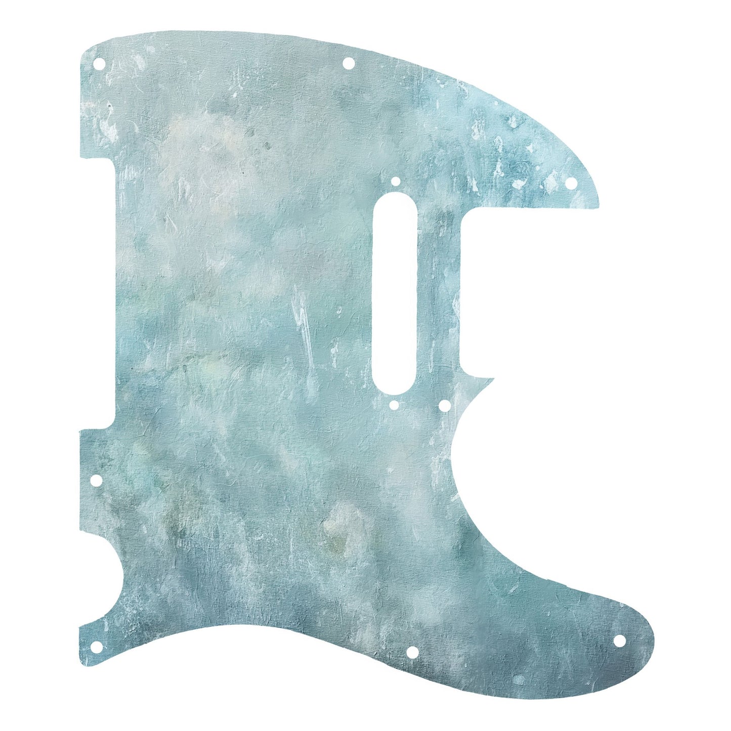 Egyedi Telecaster gitár koptató vízkék, felhőmintás textúrával, amely friss és légies megjelenést biztosít