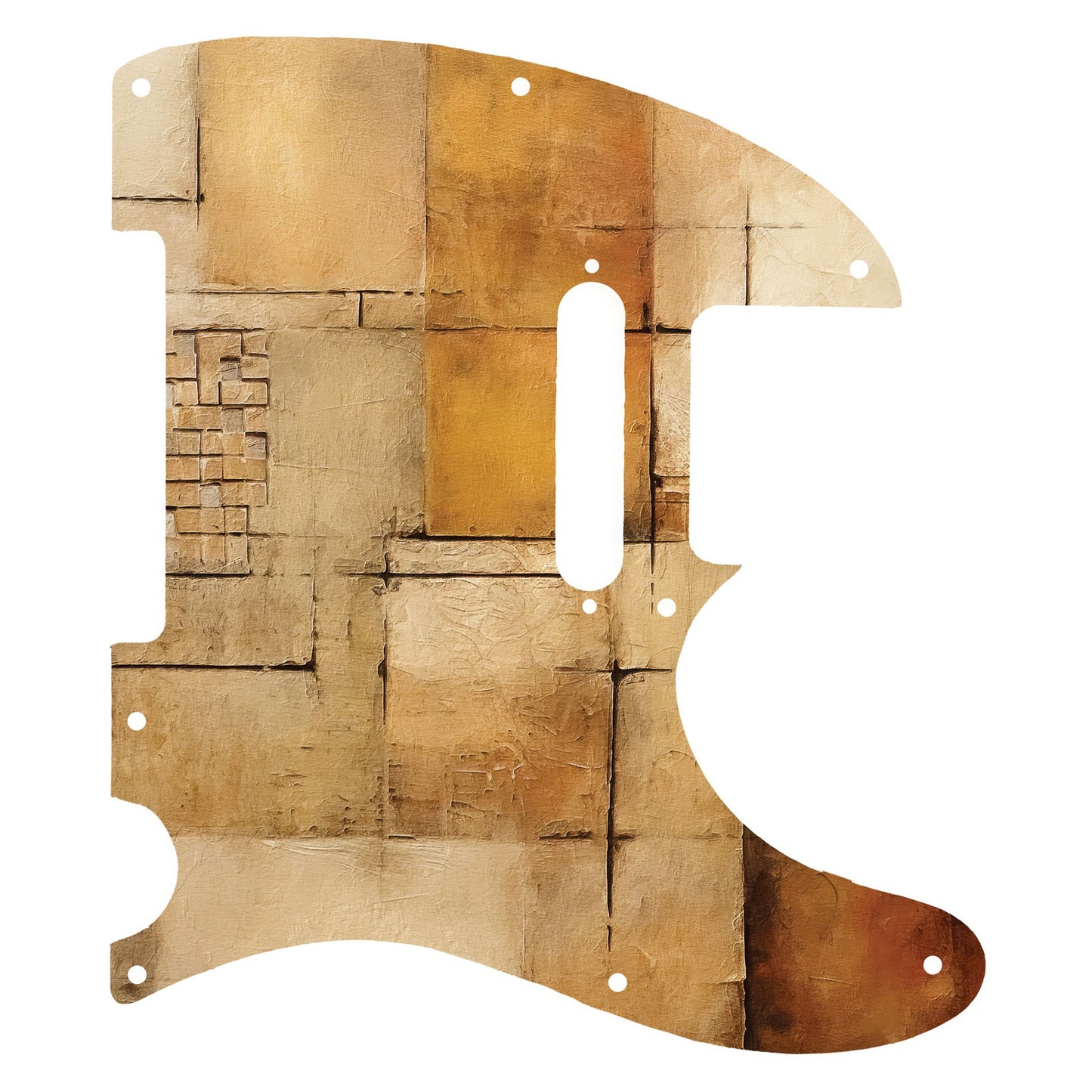 Fender Telecaster Gitárkoptató - Egyedi Telecaster pickguard - Golden Patchwork