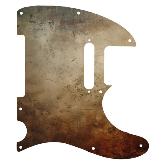 Egyedi Fender Telecaster gitár koptató antik bronz textúrával, sötét patinás árnyalatokkal és mély rozsdafoltokkal