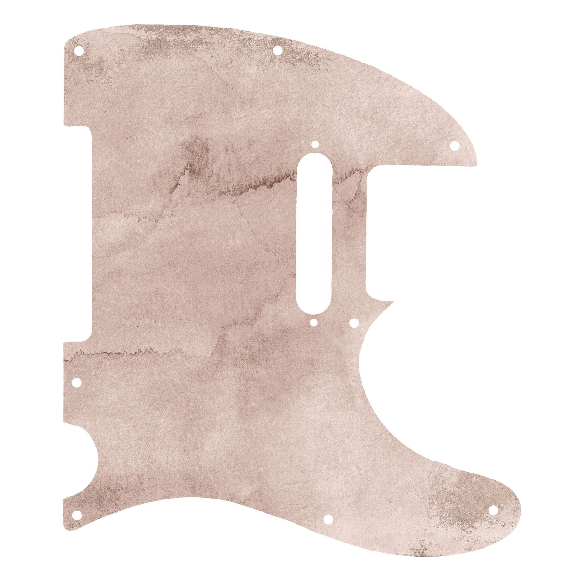 Egyedi Telecaster koptató világos, márványszerű textúrával, amely elegáns és letisztult megjelenést biztosít