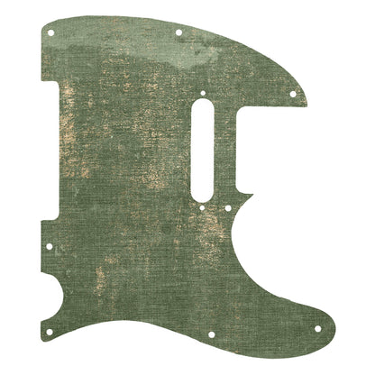 Egyedi Fender Telecaster gitár koptató fakó zöld árnyalattal, finom kopásokkal és természetes textúrával