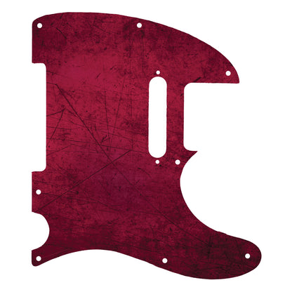 Egyedi Fender Telecaster gitár koptató élénk bordó árnyalatokkal, karcos felületi mintázattal és karakteres vintage megjelenéssel