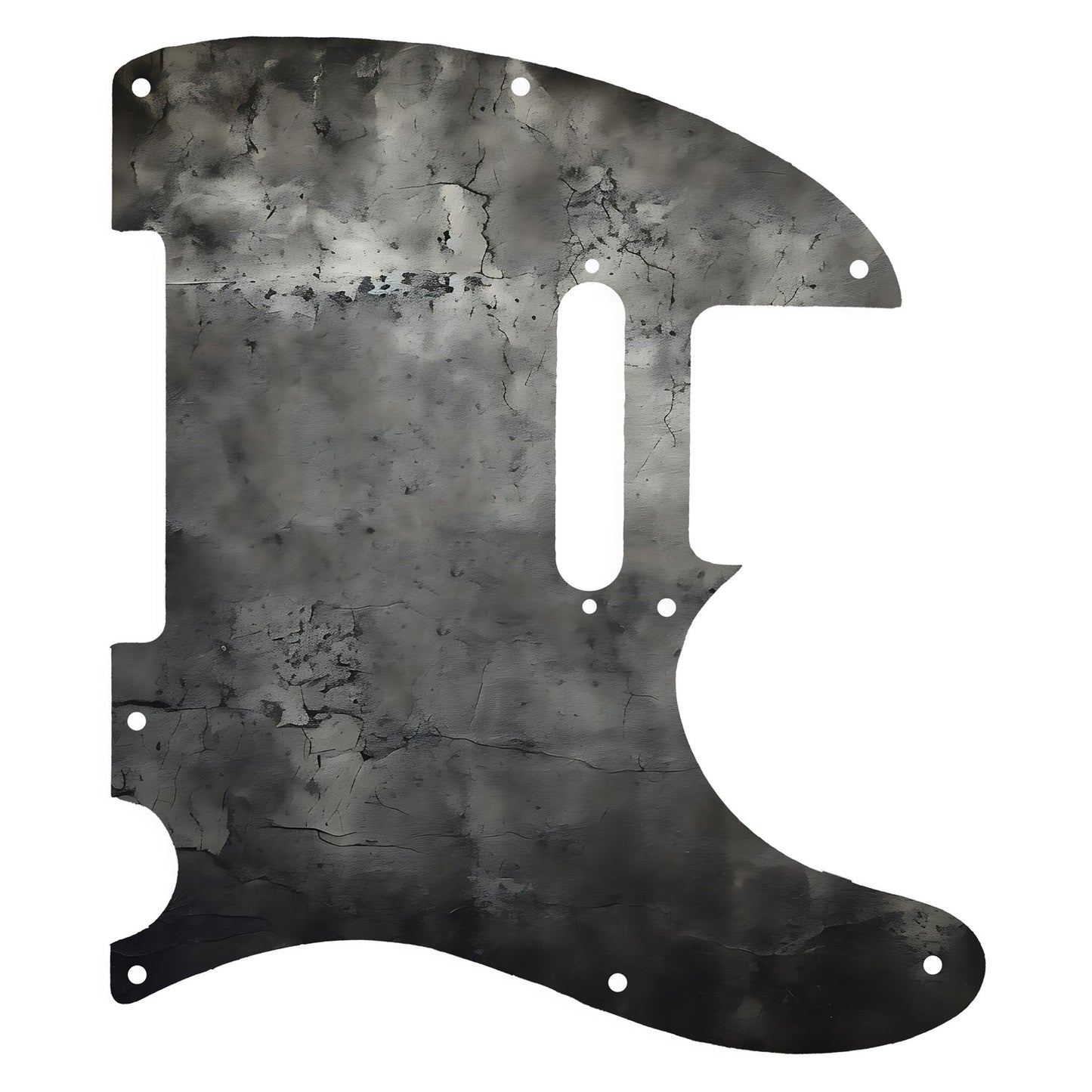 Egyedi Fender Telecaster gitár koptató sötét, repedezett fémhatású textúrával, matt szürke és fekete árnyalatokkal