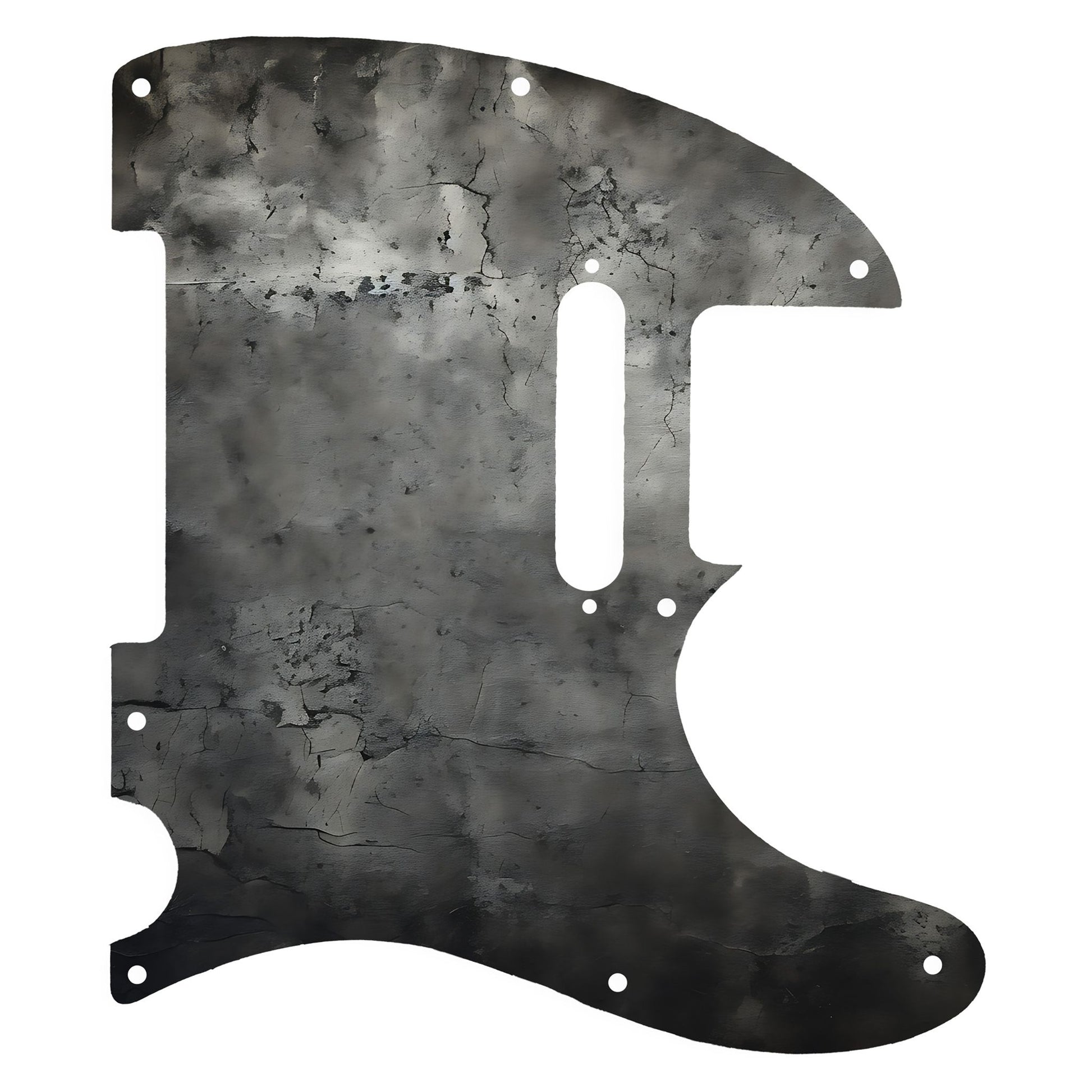 Egyedi Fender Telecaster gitár koptató sötét, repedezett fémhatású textúrával, matt szürke és fekete árnyalatokkal