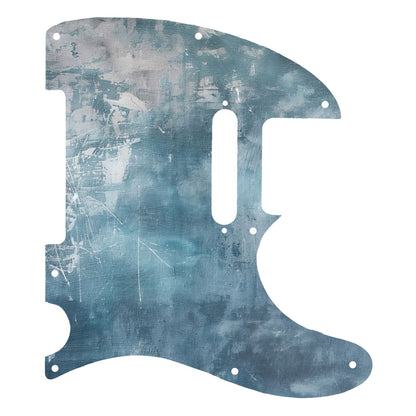 Egyedi Telecaster gitár koptató koptatott, kékes akvarell hatású textúrával, amely művészi és vintage megjelenést biztosít
