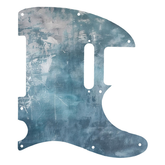Egyedi Telecaster gitár koptató koptatott, kékes akvarell hatású textúrával, amely művészi és vintage megjelenést biztosít