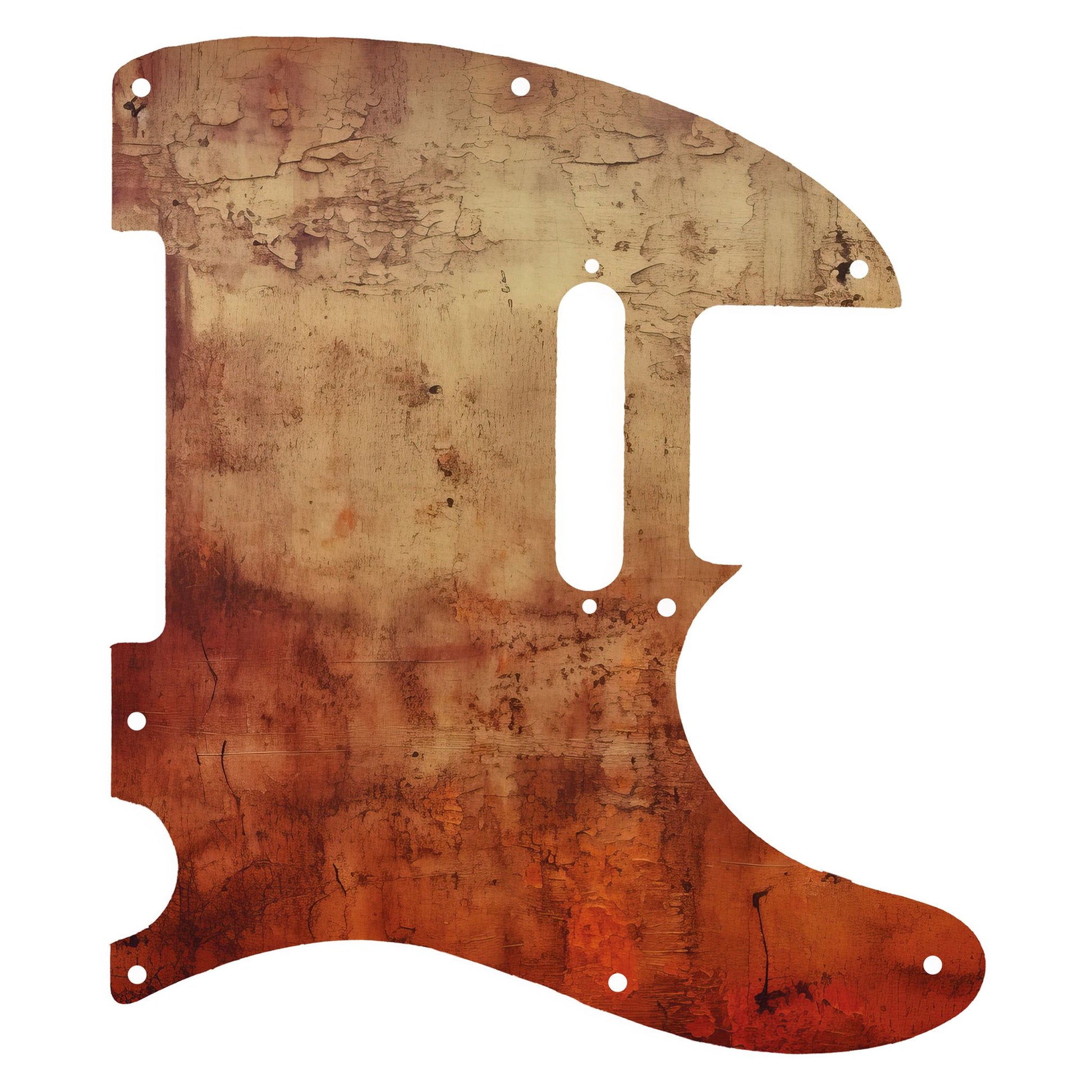 Egyedi Fender Telecaster gitár koptató repedezett, rozsdaárnyalatú textúrával, mélyvörös és barnás tónusokkal