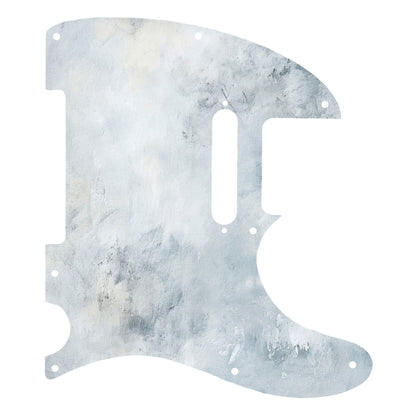 Egyedi Telecaster gitár koptató világoskék, felhőszerű textúrával, amely friss és letisztult megjelenést biztosít