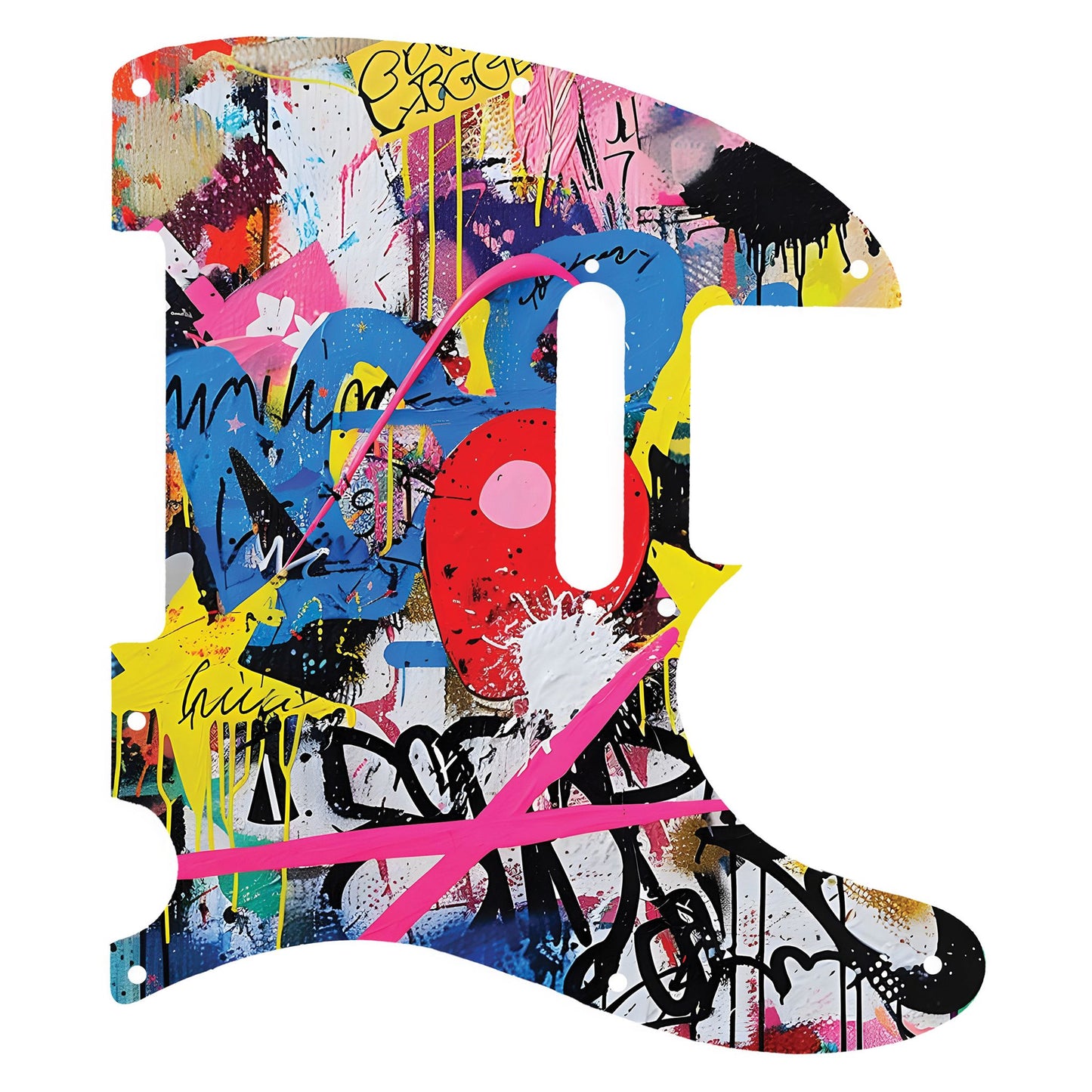 Fender Telecaster Gitárkoptató - Egyedi Telecaster pickguard - Graffiti Backdrop