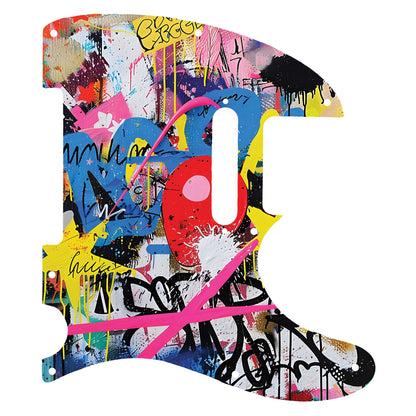 Fender Telecaster Gitárkoptató - Egyedi Telecaster pickguard - Graffiti Backdrop
