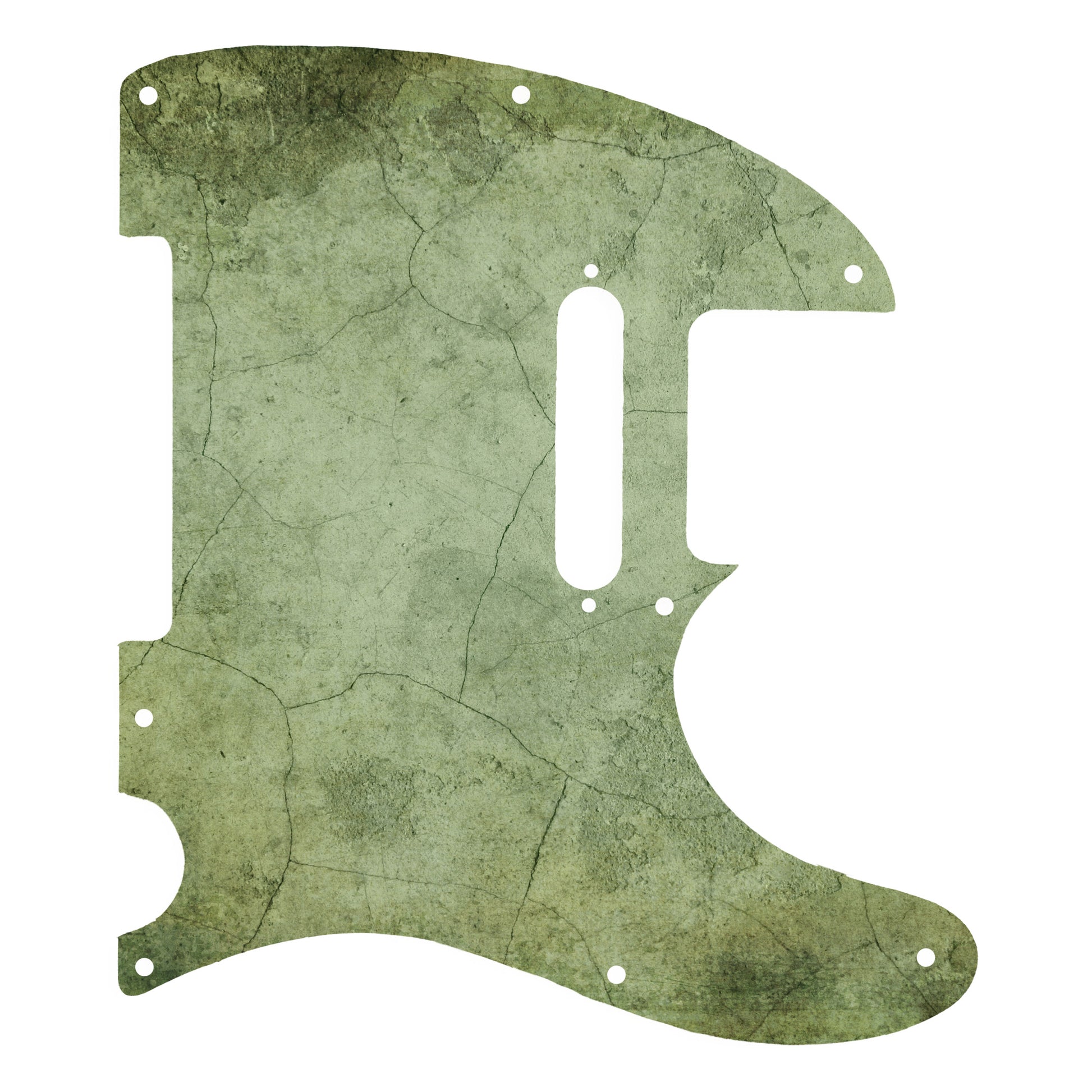 Egyedi gitárkoptató Telecasterhez, repedezett, mohás zöld dizájnnal