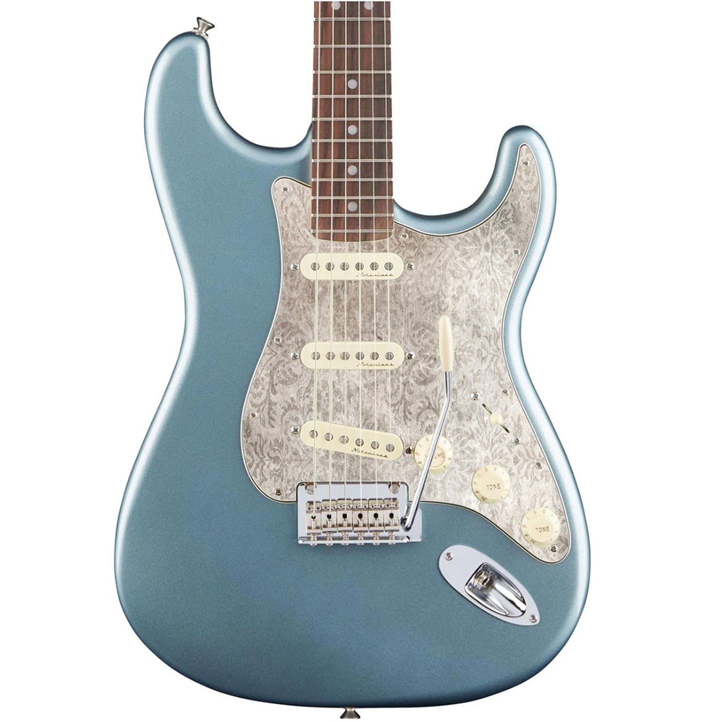 Fender Stratocaster Gitárkoptató - Egyedi Stratocaster pickguard - Neutral Damasks