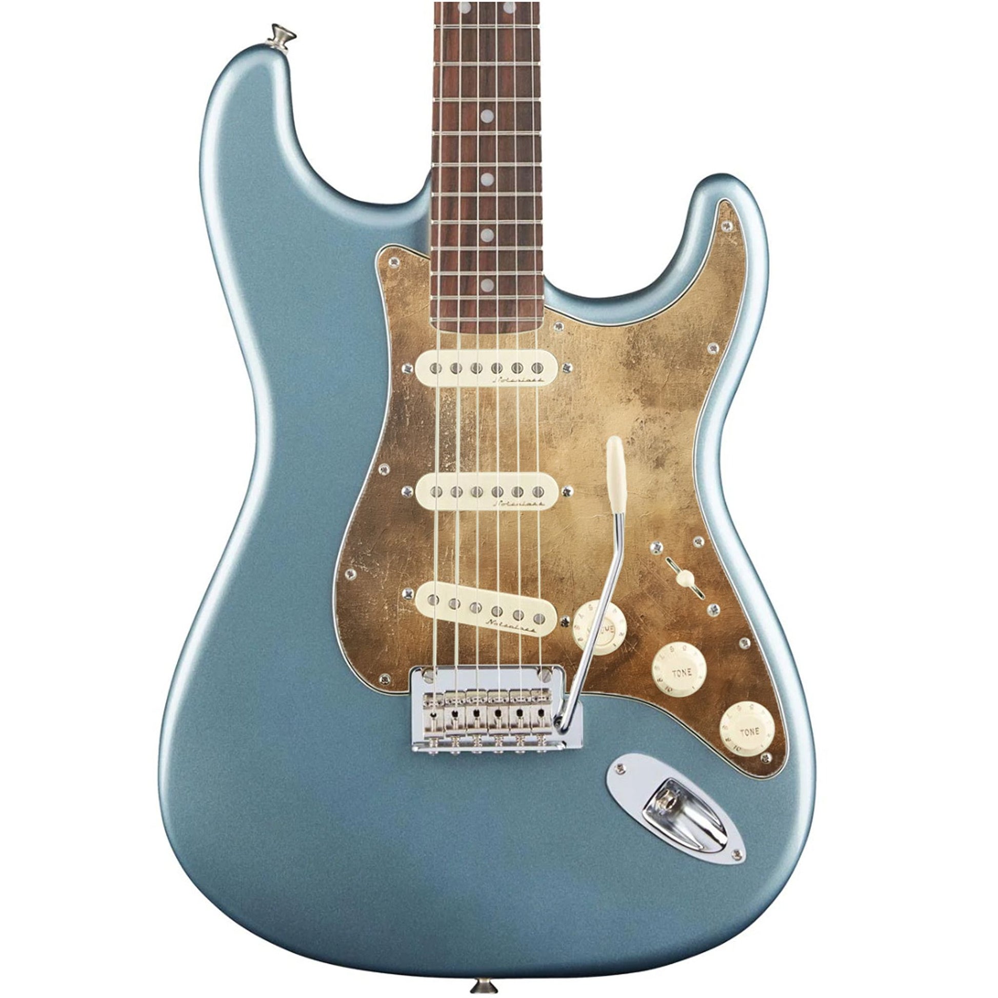 Egyedi Fender Stratocaster gitár koptató patinás, bronzos árnyalatokkal, amely vintage és egyedi karaktert ad a hangszernek