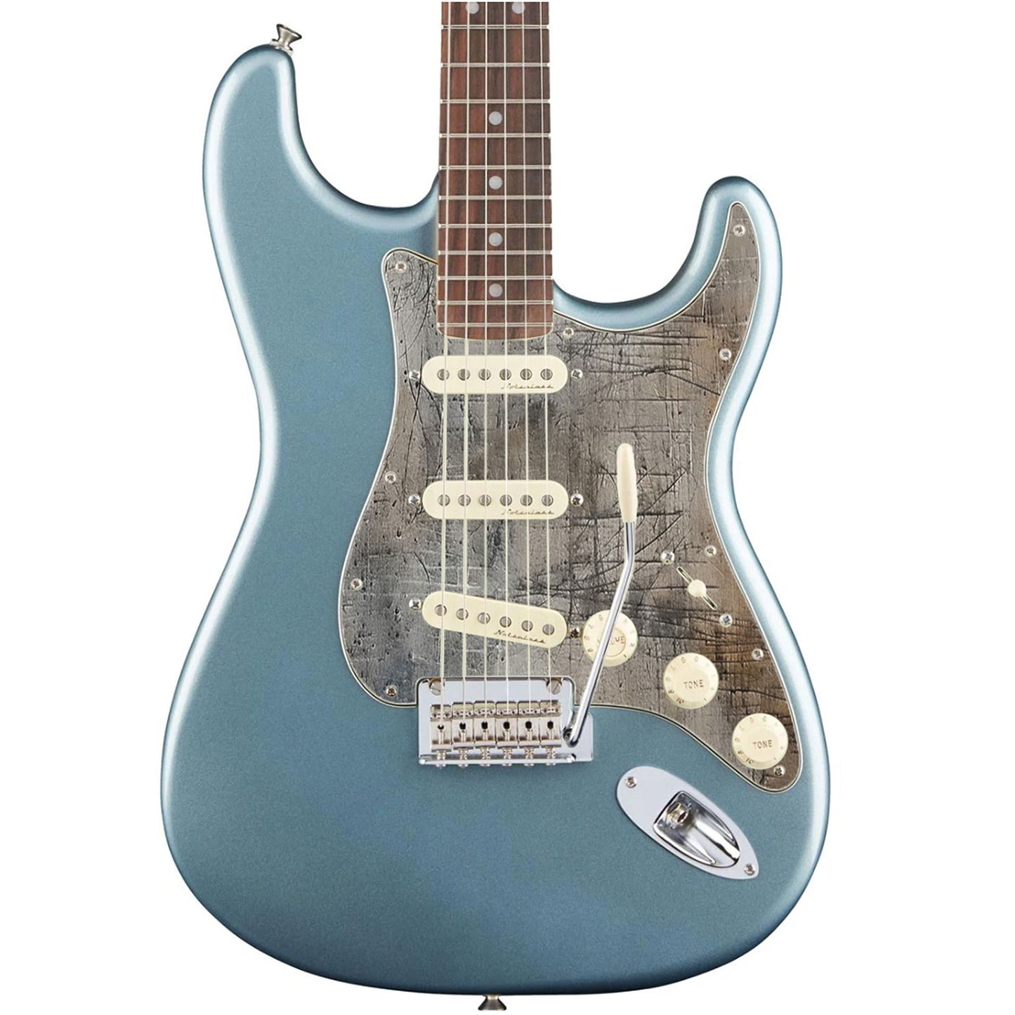 Fender Stratocaster Gitárkoptató - Egyedi Stratocaster pickguard - Scratched Wood