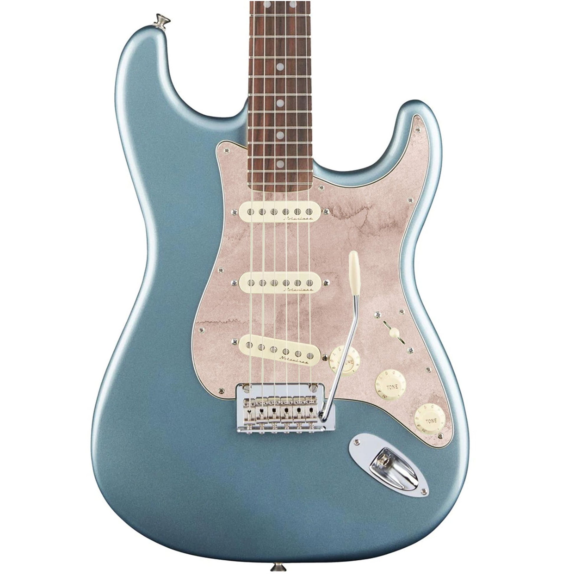 Egyedi Stratocaster gitár koptató krémes, vintage hatású felülettel, amely különleges karaktert ad a hangszernek