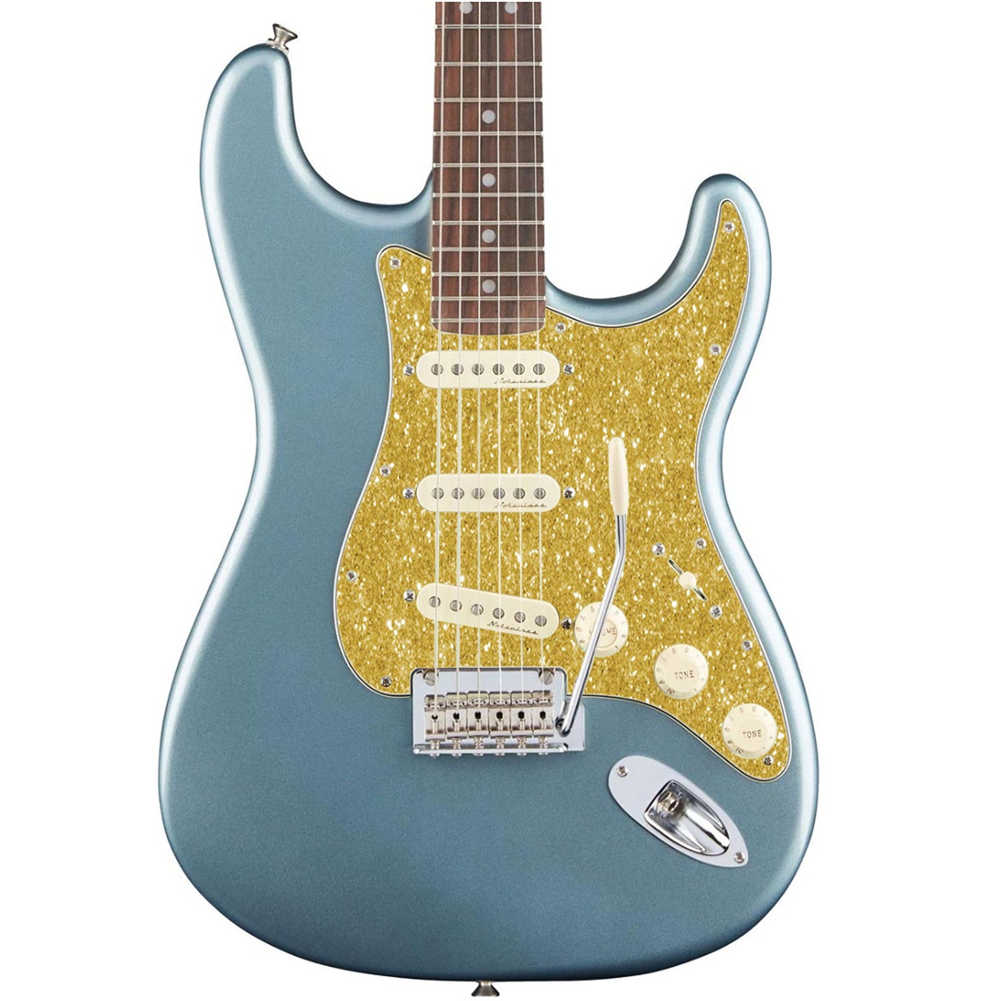 Fender Stratocaster Gitárkoptató - Egyedi Stratocaster pickguard - New Gold Glitter