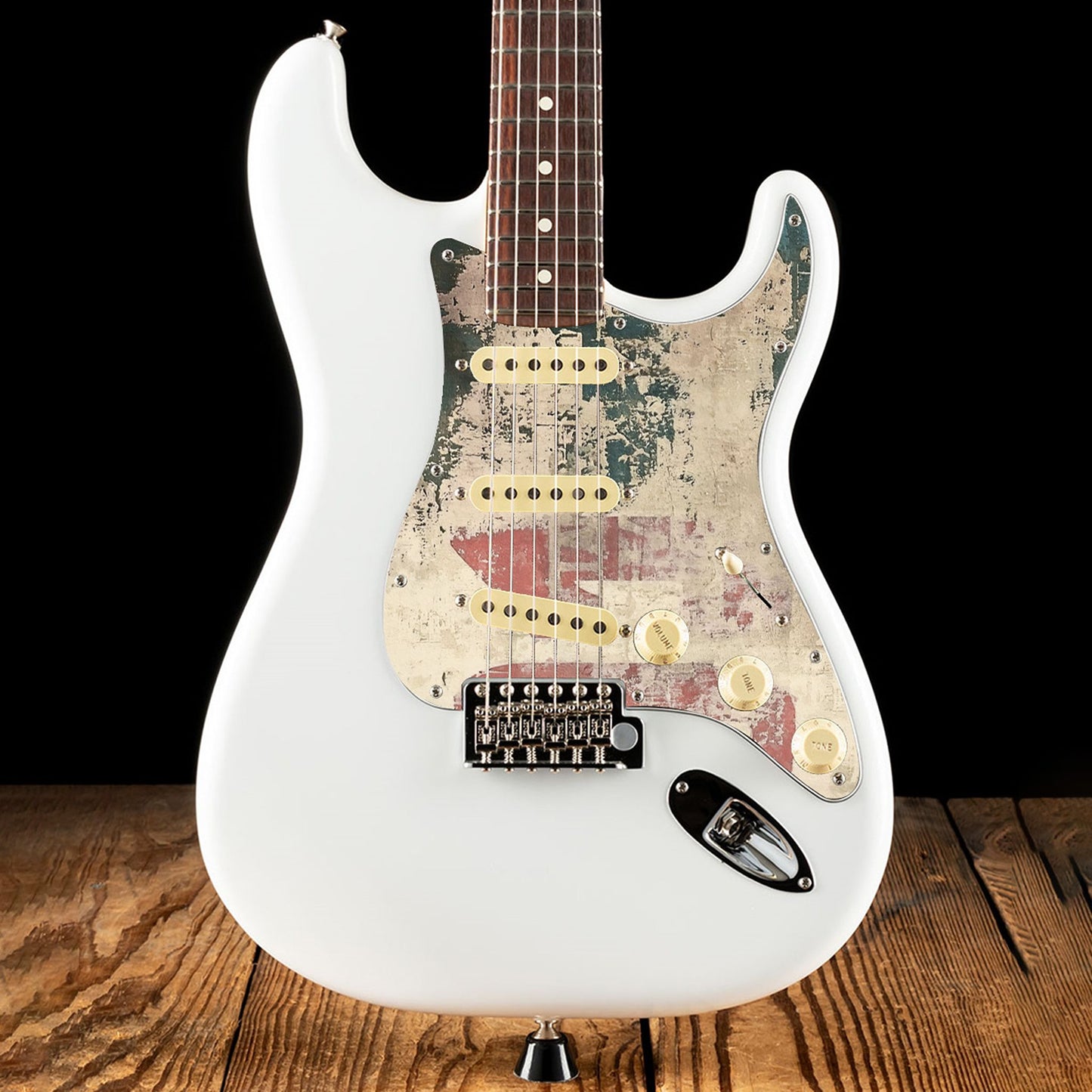 Fender Stratocaster Gitárkoptató - Egyedi Stratocaster pickguard - Rustic Numbers